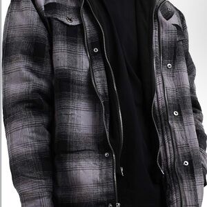 Youth XL Plaid Black and Gray Jacket